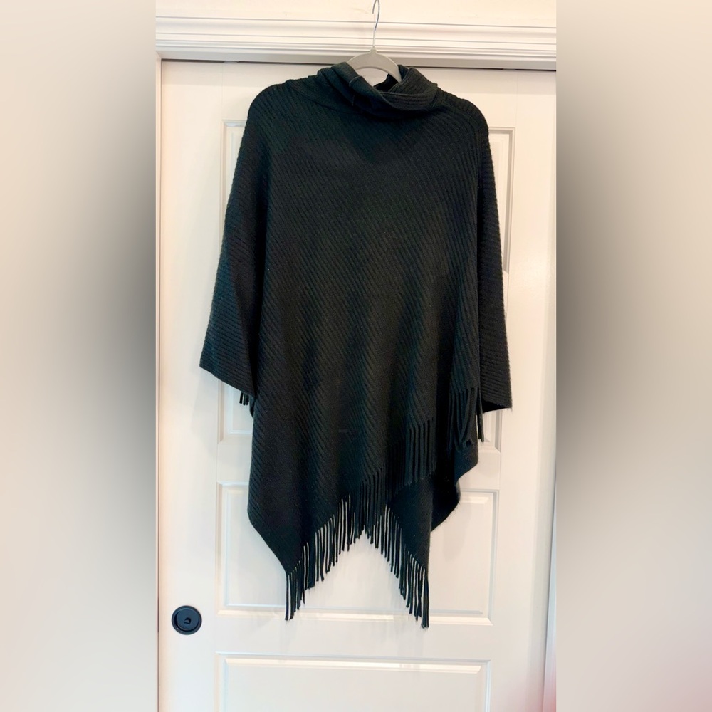 Apt. 9 Black Fringe Poncho